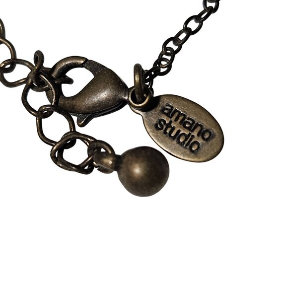 Amano Studio Geometric Brass Chevron Necklace Statement Fashion Jewelry Women - Picture 2 of 4